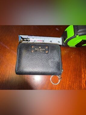 kate spade black Jennie leather zip card case with key ring